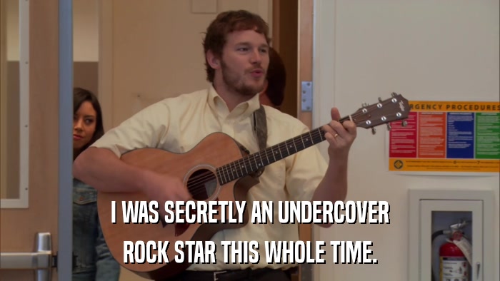 I WAS SECRETLY AN UNDERCOVER ROCK STAR THIS WHOLE TIME. 