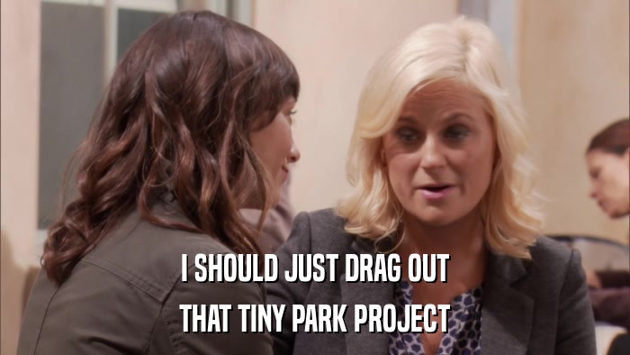 I SHOULD JUST DRAG OUT THAT TINY PARK PROJECT 