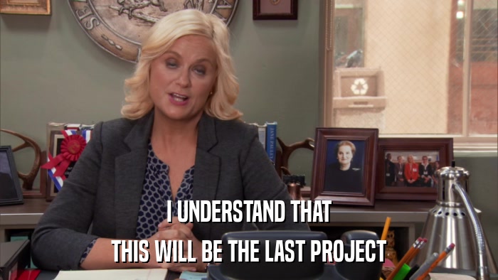 I UNDERSTAND THAT THIS WILL BE THE LAST PROJECT 