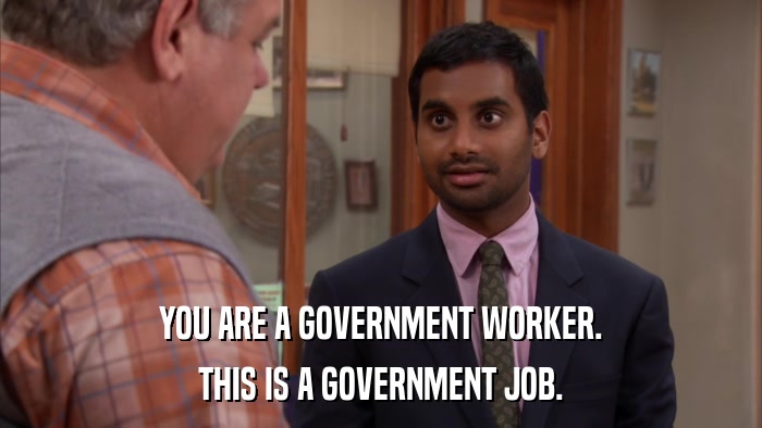 YOU ARE A GOVERNMENT WORKER. THIS IS A GOVERNMENT JOB. 