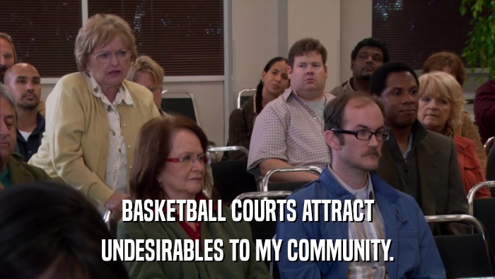 BASKETBALL COURTS ATTRACT UNDESIRABLES TO MY COMMUNITY. 