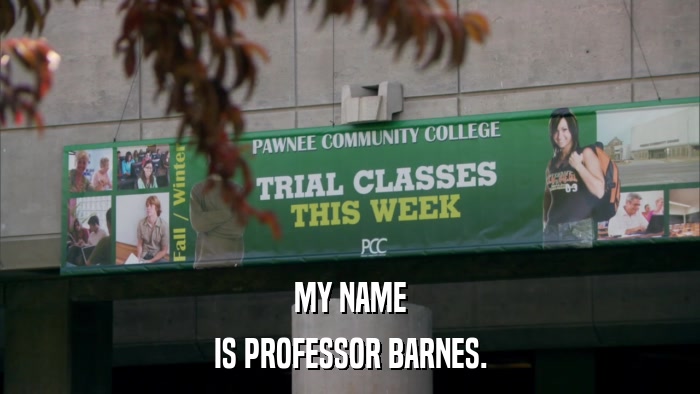 MY NAME IS PROFESSOR BARNES. 