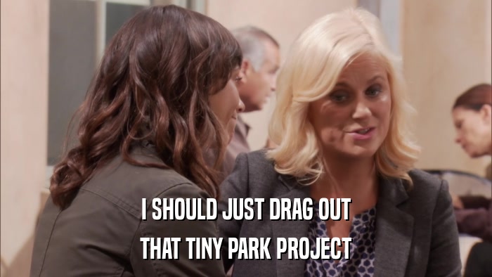 I SHOULD JUST DRAG OUT THAT TINY PARK PROJECT 