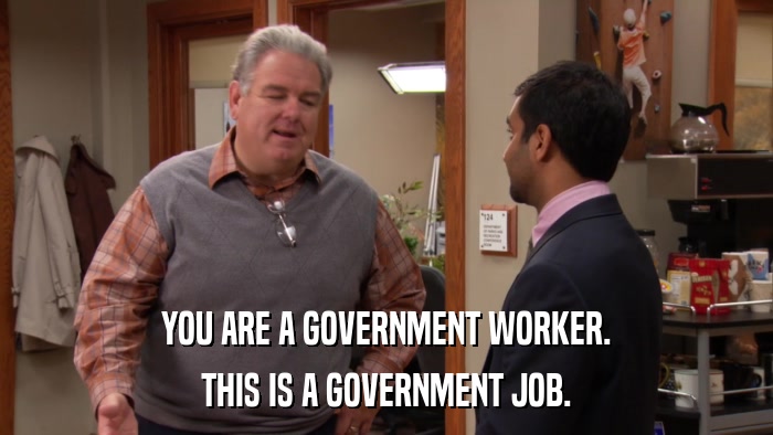 YOU ARE A GOVERNMENT WORKER. THIS IS A GOVERNMENT JOB. 