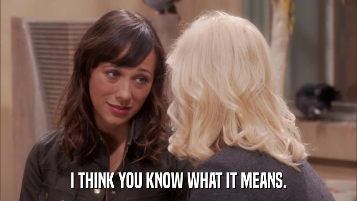 I THINK YOU KNOW WHAT IT MEANS.  