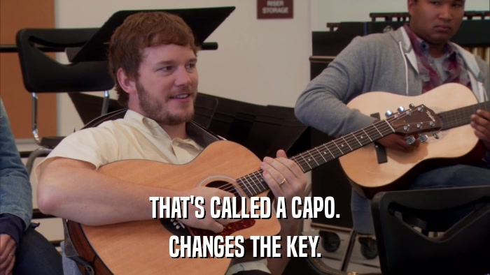 THAT'S CALLED A CAPO. CHANGES THE KEY. 