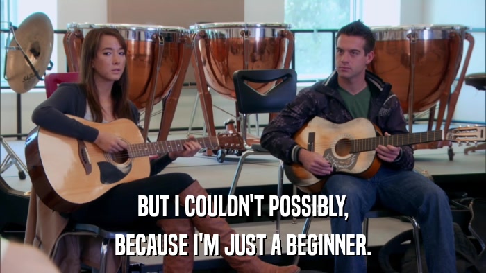 BUT I COULDN'T POSSIBLY, BECAUSE I'M JUST A BEGINNER. 