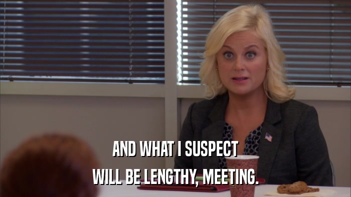 AND WHAT I SUSPECT WILL BE LENGTHY, MEETING. 