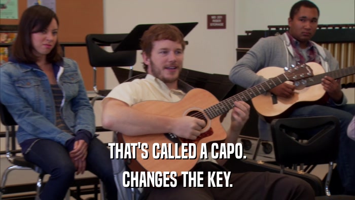 THAT'S CALLED A CAPO. CHANGES THE KEY. 