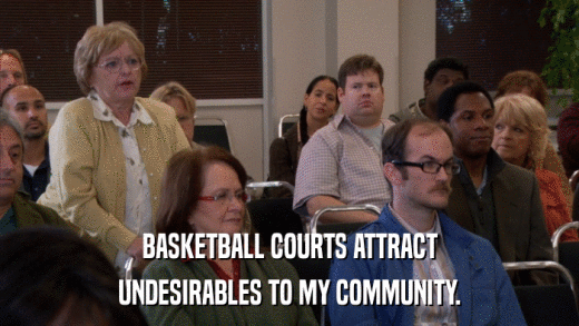 BASKETBALL COURTS ATTRACT UNDESIRABLES TO MY COMMUNITY. 