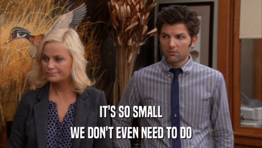 IT'S SO SMALL WE DON'T EVEN NEED TO DO 