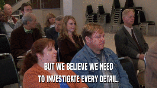 BUT WE BELIEVE WE NEED TO INVESTIGATE EVERY DETAIL. 