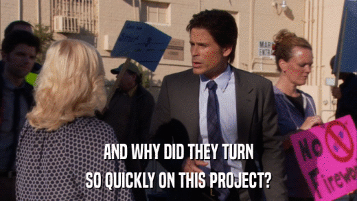 AND WHY DID THEY TURN SO QUICKLY ON THIS PROJECT? 