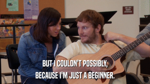 BUT I COULDN'T POSSIBLY, BECAUSE I'M JUST A BEGINNER. 