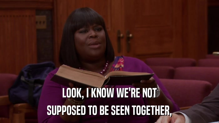 LOOK, I KNOW WE'RE NOT SUPPOSED TO BE SEEN TOGETHER, 