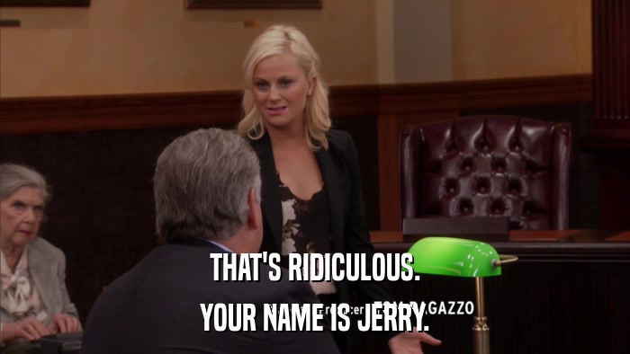 THAT'S RIDICULOUS. YOUR NAME IS JERRY. 