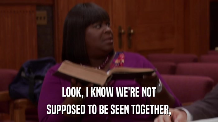 LOOK, I KNOW WE'RE NOT SUPPOSED TO BE SEEN TOGETHER, 