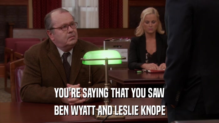 YOU'RE SAYING THAT YOU SAW BEN WYATT AND LESLIE KNOPE 