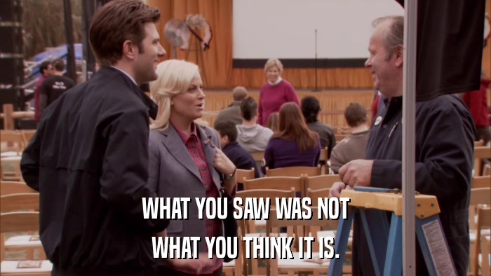 WHAT YOU SAW WAS NOT WHAT YOU THINK IT IS. 