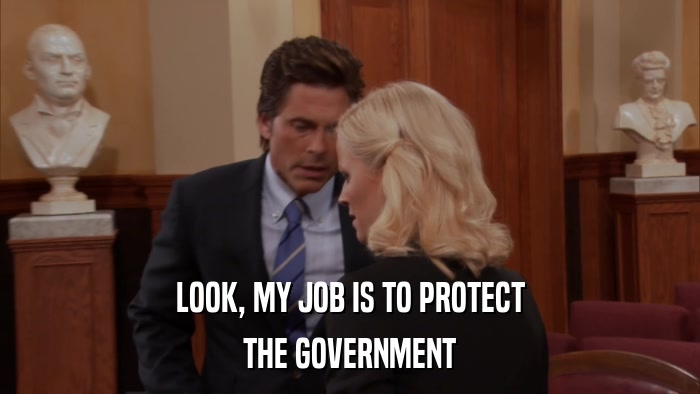 LOOK, MY JOB IS TO PROTECT THE GOVERNMENT 
