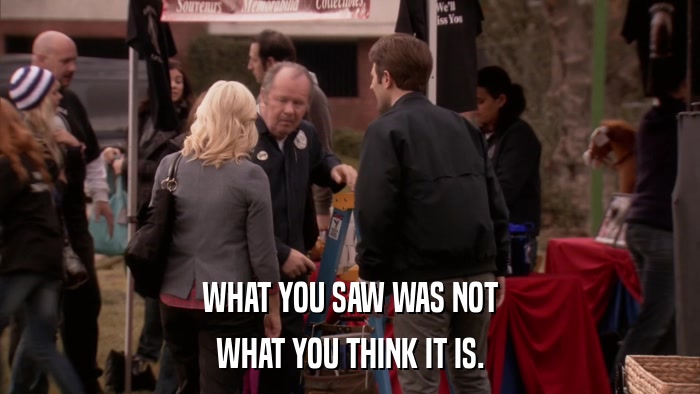 WHAT YOU SAW WAS NOT WHAT YOU THINK IT IS. 