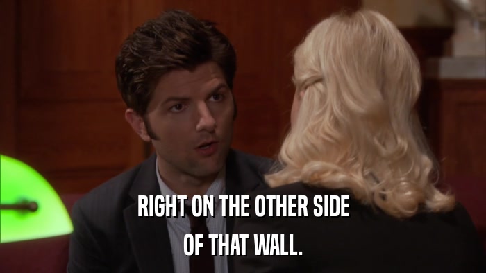 RIGHT ON THE OTHER SIDE OF THAT WALL. 