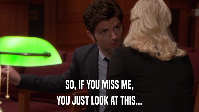 SO, IF YOU MISS ME, YOU JUST LOOK AT THIS... 