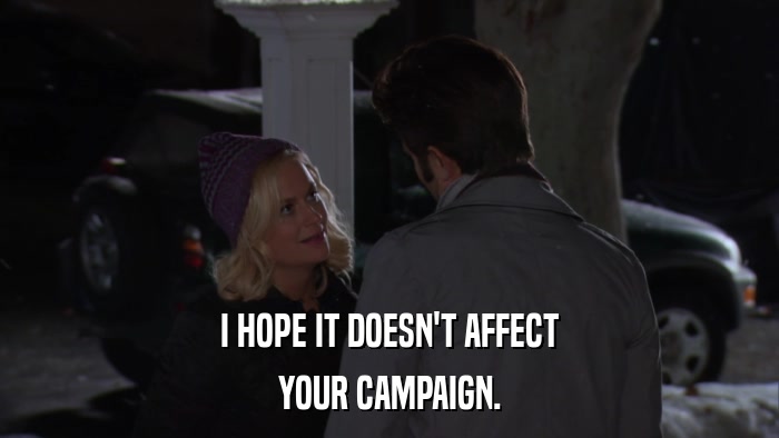 I HOPE IT DOESN'T AFFECT YOUR CAMPAIGN. 