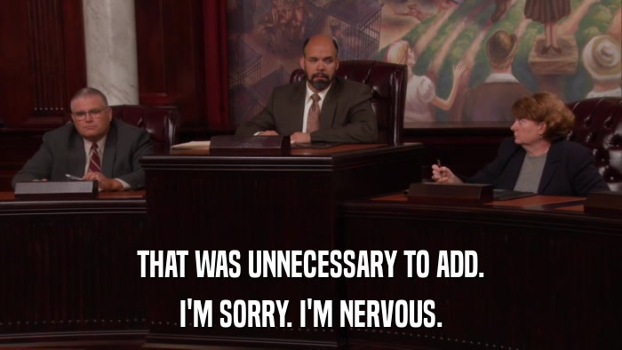 THAT WAS UNNECESSARY TO ADD. I'M SORRY. I'M NERVOUS. 