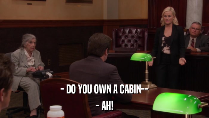 - DO YOU OWN A CABIN-- - AH! 