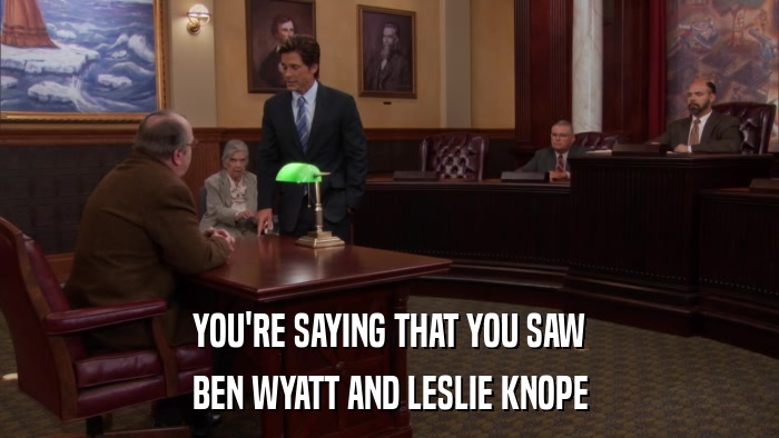 YOU'RE SAYING THAT YOU SAW BEN WYATT AND LESLIE KNOPE 