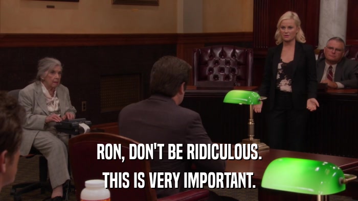 RON, DON'T BE RIDICULOUS. THIS IS VERY IMPORTANT. 