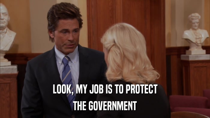 LOOK, MY JOB IS TO PROTECT THE GOVERNMENT 