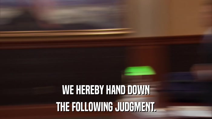 WE HEREBY HAND DOWN THE FOLLOWING JUDGMENT. 