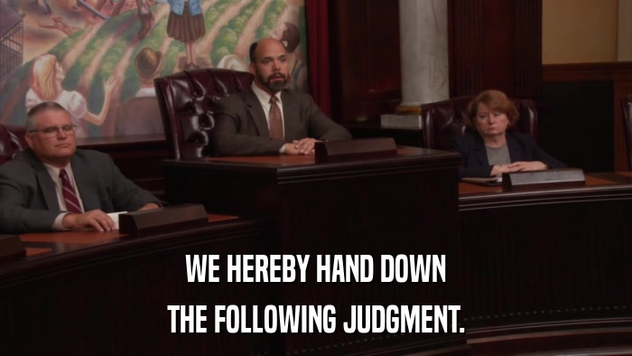 WE HEREBY HAND DOWN THE FOLLOWING JUDGMENT. 