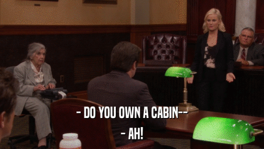 - DO YOU OWN A CABIN-- - AH! 