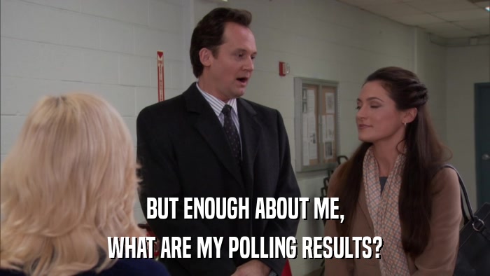 BUT ENOUGH ABOUT ME, WHAT ARE MY POLLING RESULTS? 