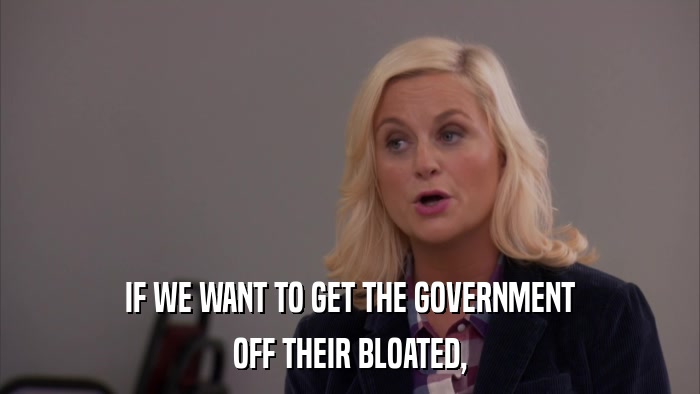 IF WE WANT TO GET THE GOVERNMENT OFF THEIR BLOATED, 