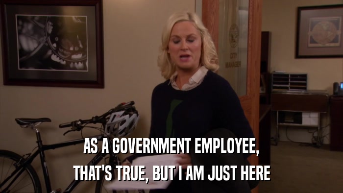 AS A GOVERNMENT EMPLOYEE, THAT'S TRUE, BUT I AM JUST HERE 