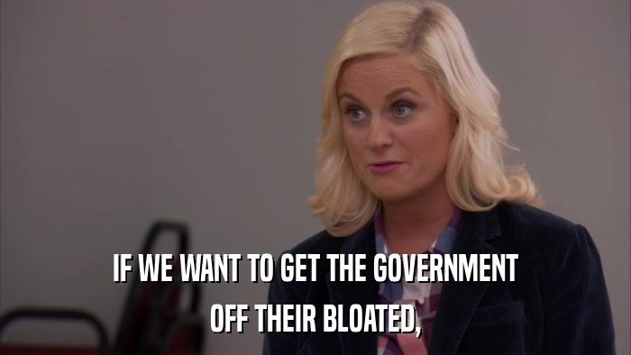 IF WE WANT TO GET THE GOVERNMENT OFF THEIR BLOATED, 