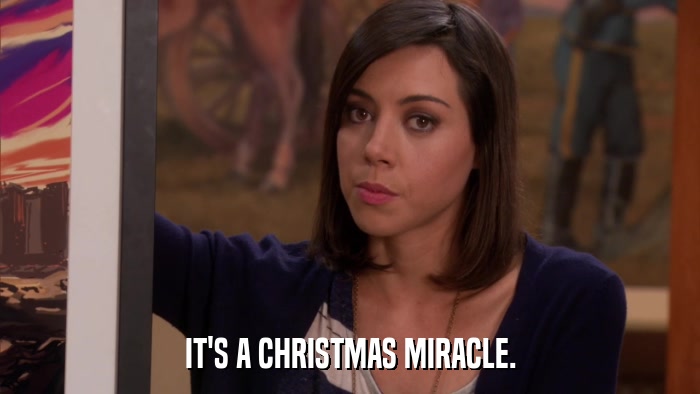 IT'S A CHRISTMAS MIRACLE.  