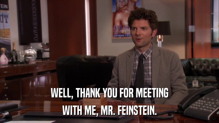 WELL, THANK YOU FOR MEETING WITH ME, MR. FEINSTEIN. 