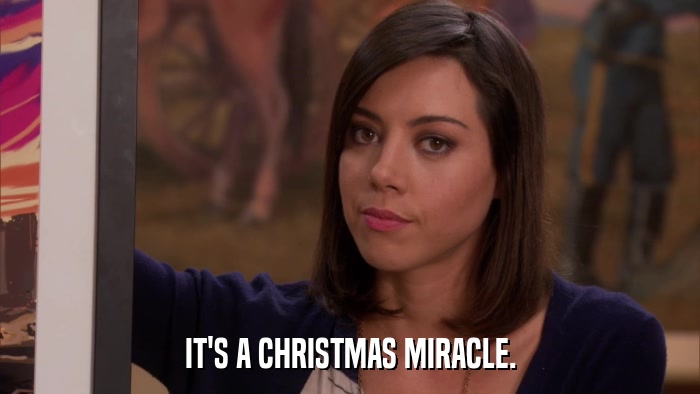IT'S A CHRISTMAS MIRACLE.  