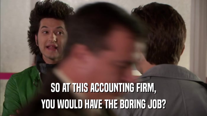 SO AT THIS ACCOUNTING FIRM, YOU WOULD HAVE THE BORING JOB? 