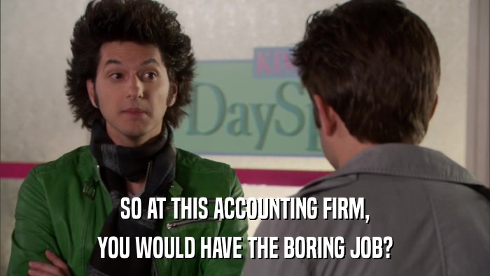 SO AT THIS ACCOUNTING FIRM, YOU WOULD HAVE THE BORING JOB? 