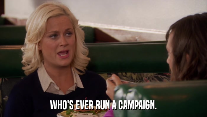 WHO'S EVER RUN A CAMPAIGN.  