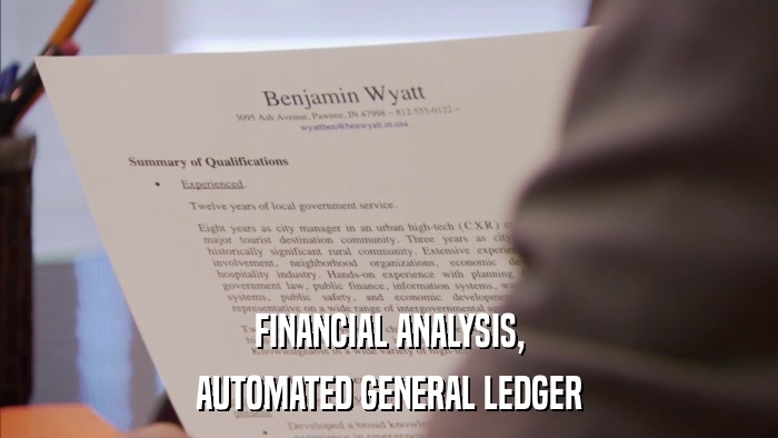FINANCIAL ANALYSIS, AUTOMATED GENERAL LEDGER 