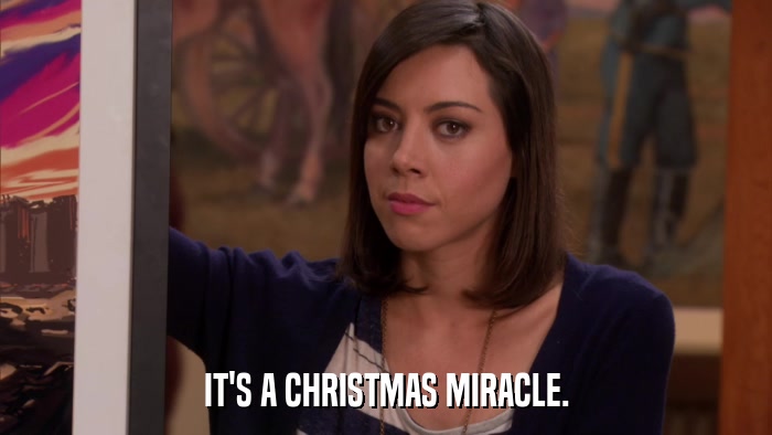 IT'S A CHRISTMAS MIRACLE.  