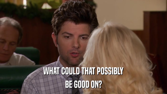 WHAT COULD THAT POSSIBLY BE GOOD ON? 