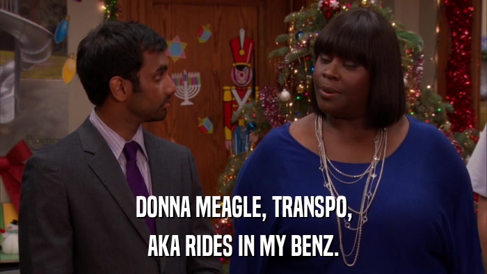 DONNA MEAGLE, TRANSPO, AKA RIDES IN MY BENZ. 